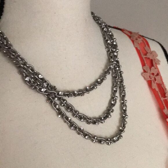 Chico’s Silvertone Chain-Detail Multi Strand Necklace - Picture 6 of 12